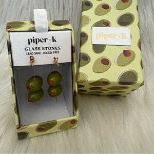 Piper K Olive Drop Statement Earrings